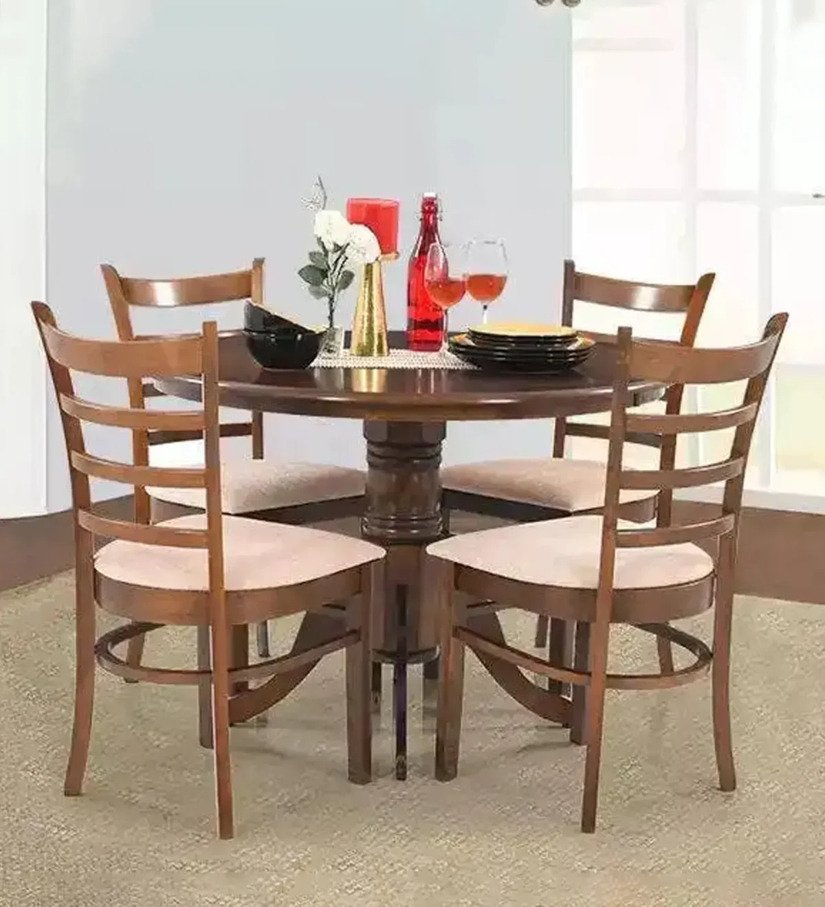 round dining table and chairs