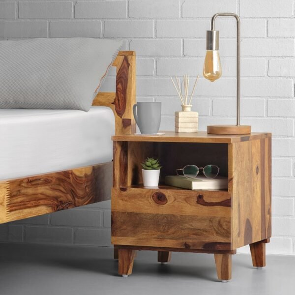 wood bedside table