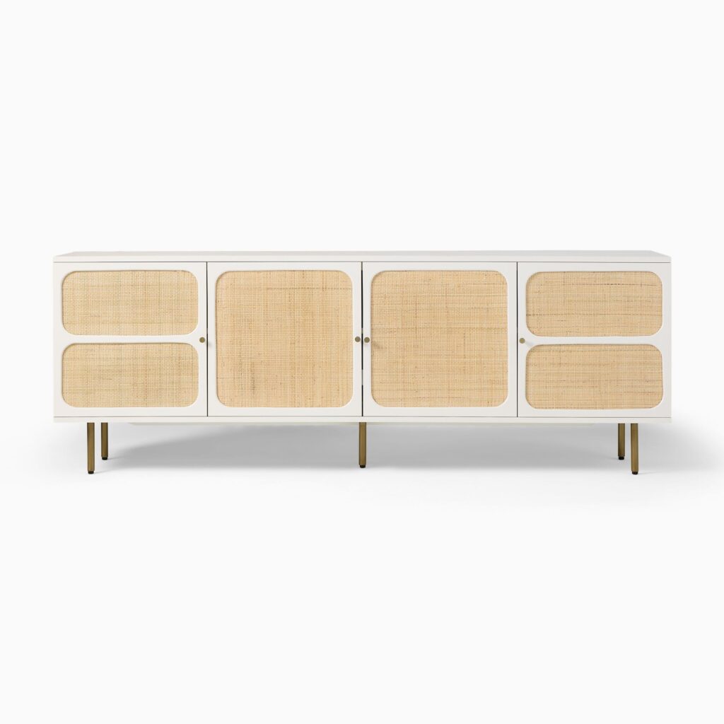 Solid Wood Console Table With Rattan - Viratra Art Decor