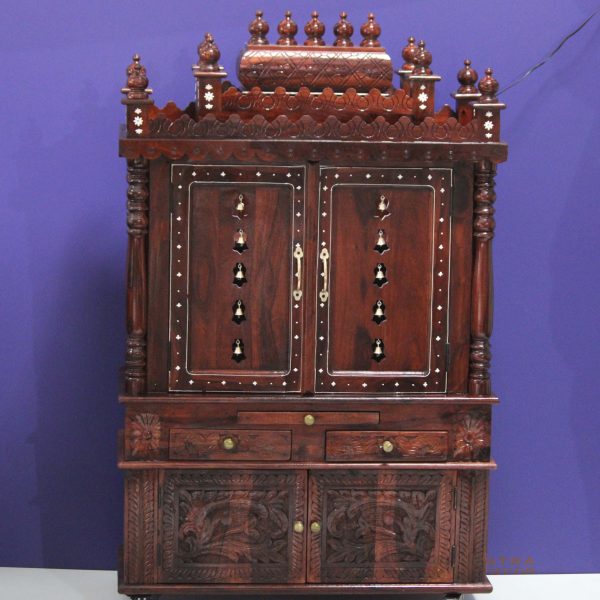 Sheesham Wood Hindu Mandir With LED