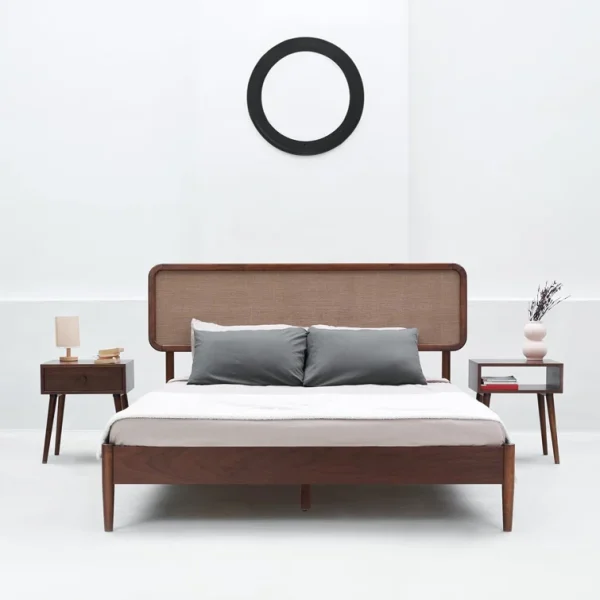 Solid Wood Bed Frame with Headboard