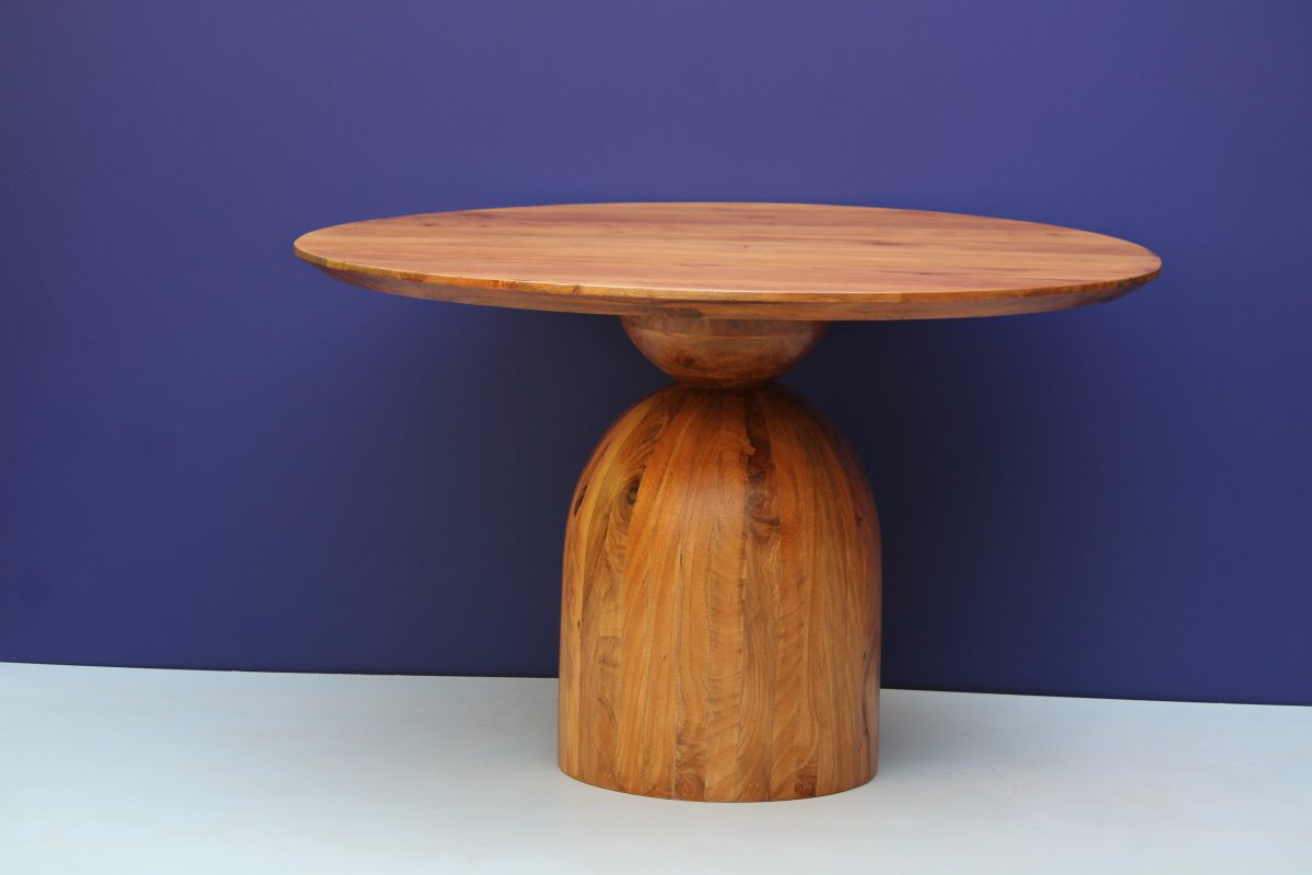 Wooden Sheesham Wood Round Dining Table With 4 Chair - Viratra Art Decor