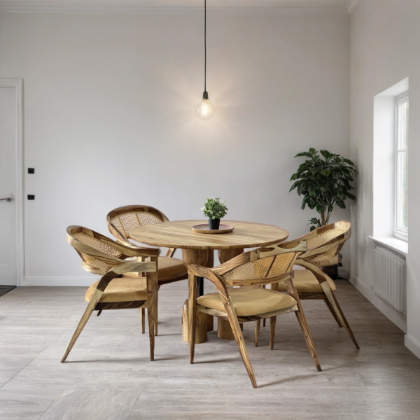 Sheesham Wood Round Dining With 4 Chair