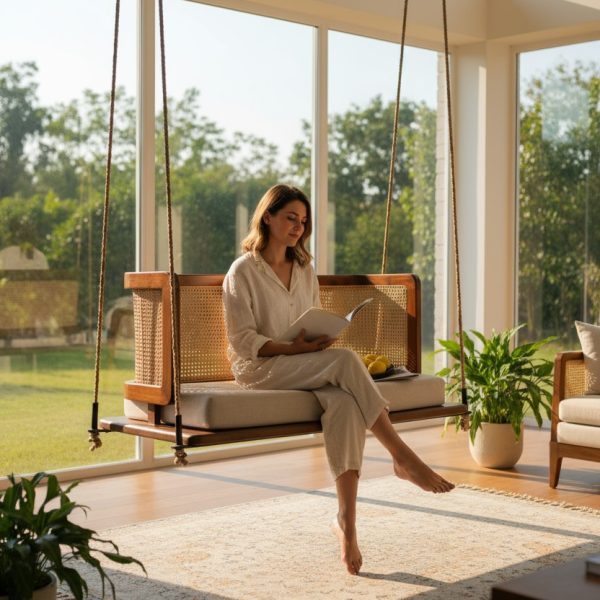Sheesham Wood Solstice Rattan Swing