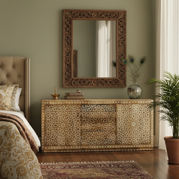 Solid Wood Cabinet With 3 Drawer And 2 Door