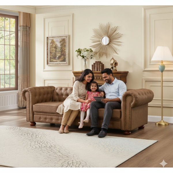 88.5" Chesterfield Sofa,faux Leather Couch Upholstered Sofa With Low Back