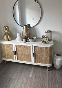 Curved Rattan 160cm Wide TV Unit, White photo review