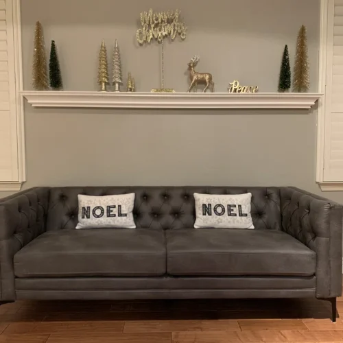 Click to view full screen Contemporary 84" Upholstered Button-tufted Sofa with Metal Legs photo review