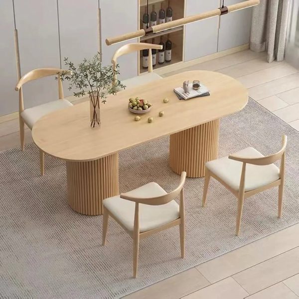 63" Indian Style Oval Wood Dining Table Natural Seats 4-6 People