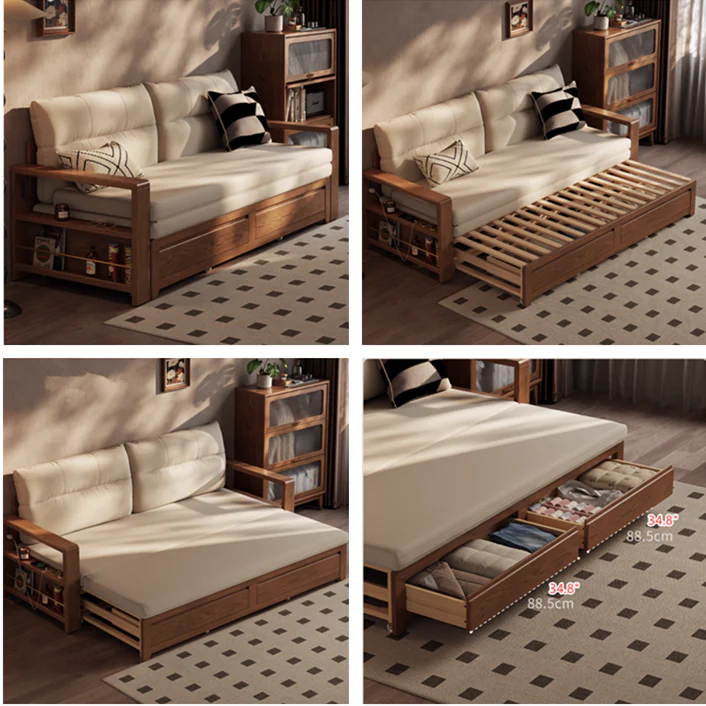 Solid Wood Pull Out Sofa Bed with Underneath Storage Drawers T0 d6865901 ff77 4741 b5a7 20c0518881f3 706x