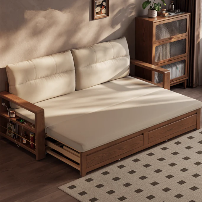 Solid Wood Pull Out Sofa Bed with Underneath Storage Drawers T2 4f7086b1 7ee1 43fd a9c2 eddd814760e6 683x