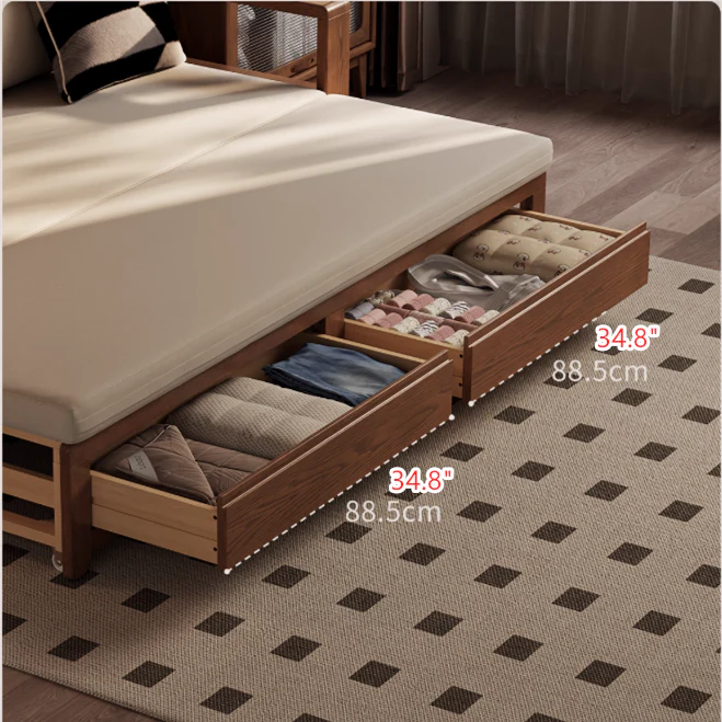 Solid Wood Pull Out Sofa Bed with Underneath Storage Drawers T4 29ecb841 dd15 4206 a800 0d5d4196f42d 659x