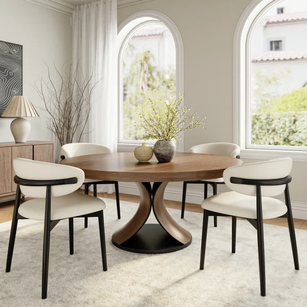 5 7 9+Pieces+Solid+Wood+Round+Dining+Table+Walnut+Kitchen+Room+Set 863518643 856385766 863518642