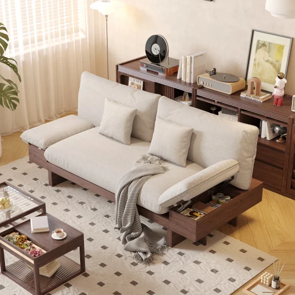 Grimpante+3 Seater+Cotton+Linen+Upholstered+Sofa+with+Storage+Armrest+Wooden+Frame 382218709