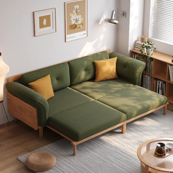 +Grimpante+82.7''+Modern+Green+Corduroy+Sofa+Bed,+Upholstered++Sleeper+with+Wooden+Frame