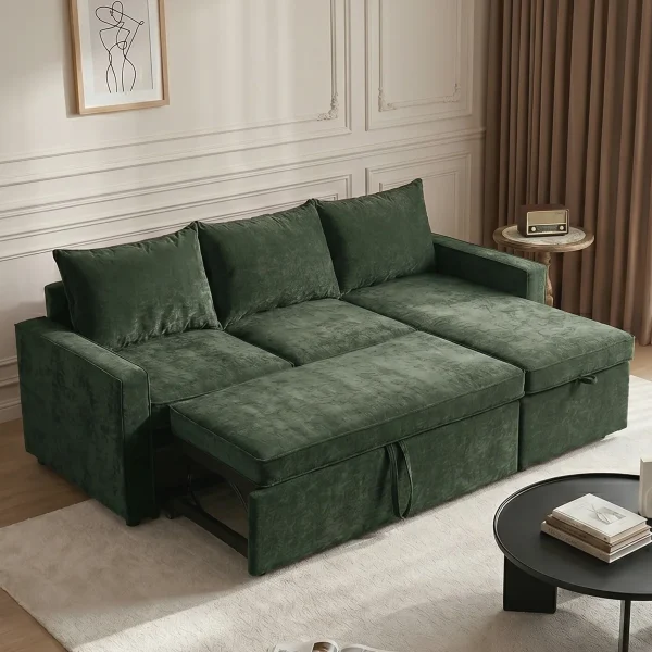 L Shaped+Sleeper+Sectional+Sofa+with+Pull out+Bed+and+Storage+Chaise 127663199
