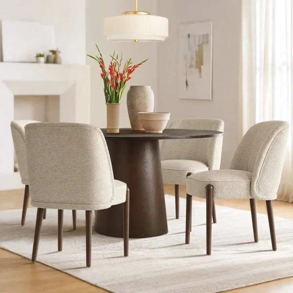 4+ +Person+Dining+Table+Sets+With+52''+Solid+Wood+Round+Table+&+4+Upholstered+Linen+Chairs 1604943562 (2)