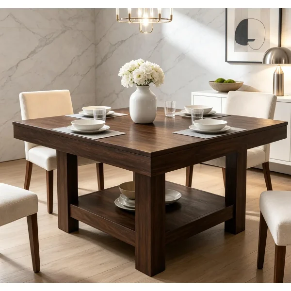 47.2 +Square+Dining+Table+for+4,+Square+Kitchen+Table+with+2 Tier+Storage+Shelf,+Anti Wobble+Triangle+Legs,+Scratch Resistant+Modern+Dinner+Table+for+Apartment,+Dining+Room (1)