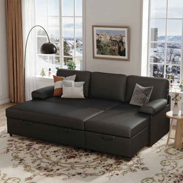 80 +L Shaped+Sleeper+Sectional+Sofa+with+Pull Out+Bed+and+Storage+Chaise,+for+Living+Room+Office 1974455109