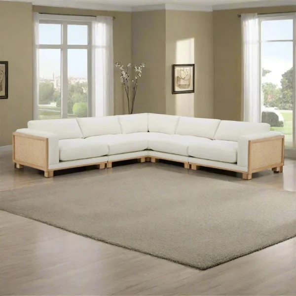 ADOUER WOOD HIGH SELLING White sectional sofa in a living room