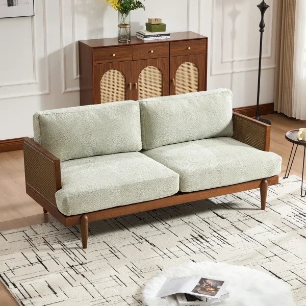 Dayton+72 +Wide+Mid Century+Modern+Upholstered+Sofa+with+Cane+Rattan+Arms,+Rubberwood+Frame+for+Living+Room 2047231052 2076724311 (3)