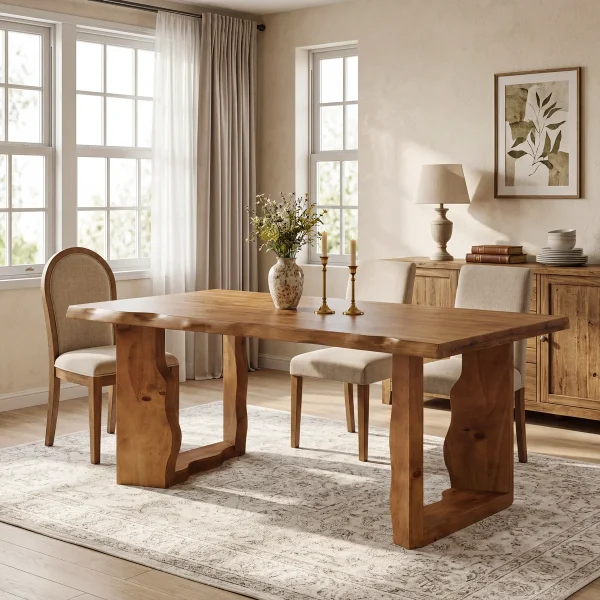 Farmhouse+63 Inch+Solid+Wood+Dining+Table,Rustic+Kitchen+Table+For+4 6+Person+For+Kitchen+&+Dining+Room 128290703 (3)