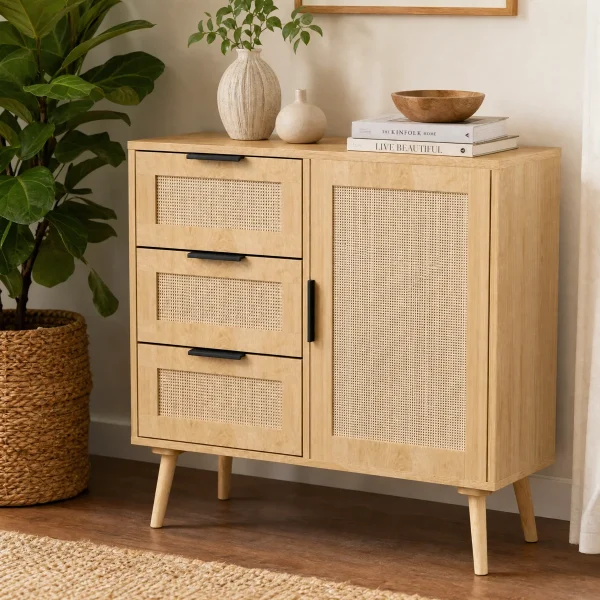 Japandi+Rattan+Sideboard+Buffet+Cabinet,+Natural+Wood+Storage+with+Tapered+Solid+Legs+&+Adjustable+Shelf 1077046040 (6)