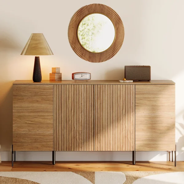 Laverda+61 +Accent+Cabinet+With+4+Doors,++Modern+Credenza+Storage+Cabinet+With+Minimalist+Reeded+Design+For+Living+Room,+Kitchen,+Dining+Room,+Hallway 656281186 (2)