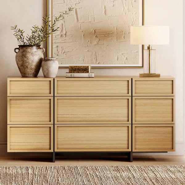 Modern+9 Drawer+Dresser+With+T Shaped+Legs+ +Wooden+Storage+Cabinet+&+Closet+Organizer+For+Bedroom,+Hallway,+Or+Living+Room, 114238052 (5)