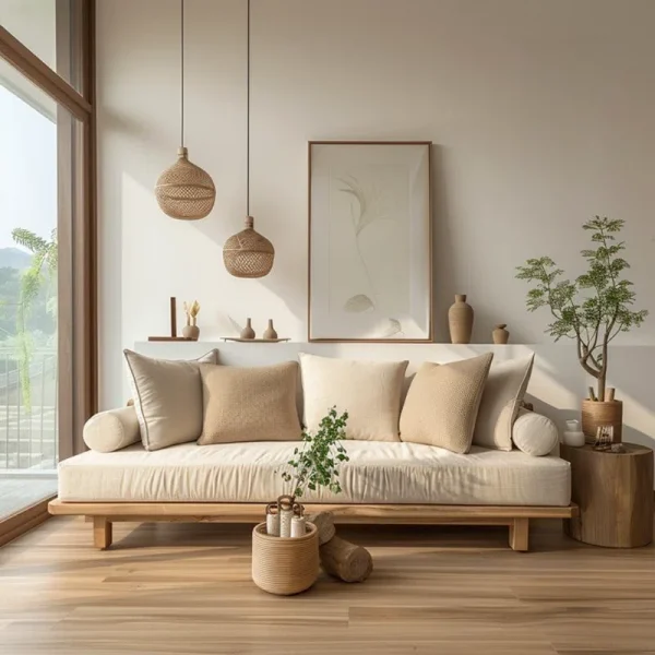 Vintage inspired+Solid+Wood+Three seater+Sofa