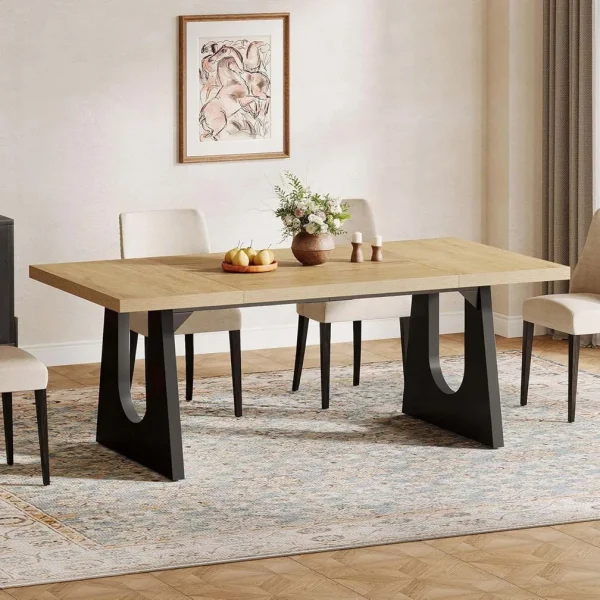 Wood+Dining+Table+For+6 8+People,+70.8 +Modern+Rectangle+Kitchen+Table+With+Wood+Base+For+Dining+Room 1045672788 1052508468 (1)